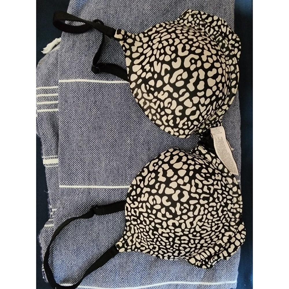 Victoria's Secret Black and White Patterned Push Up Bra 32C